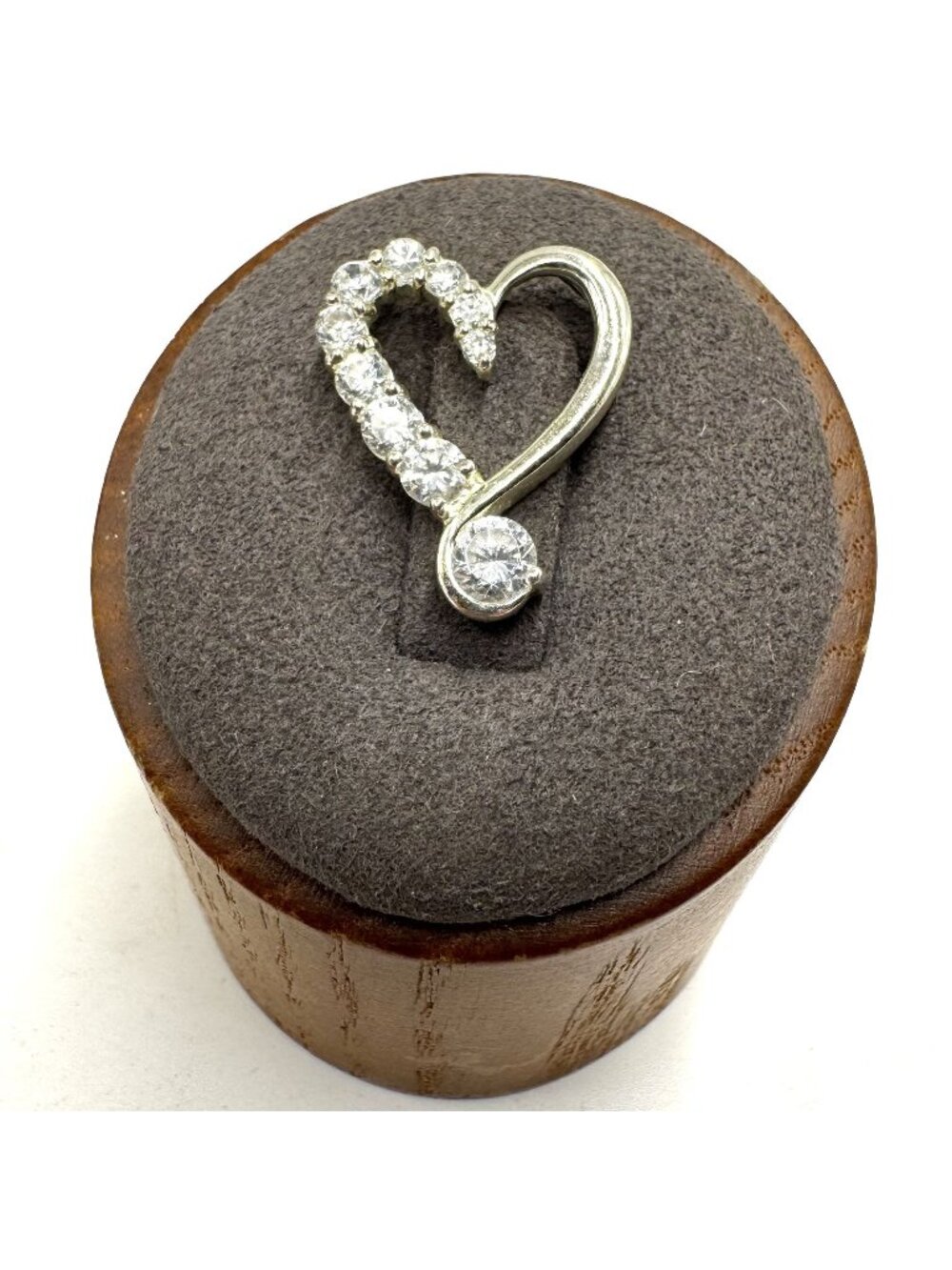 Sterling Silver 925 Cubic Zirconia Open Heart Slide Pendant Size 0.75" Length
